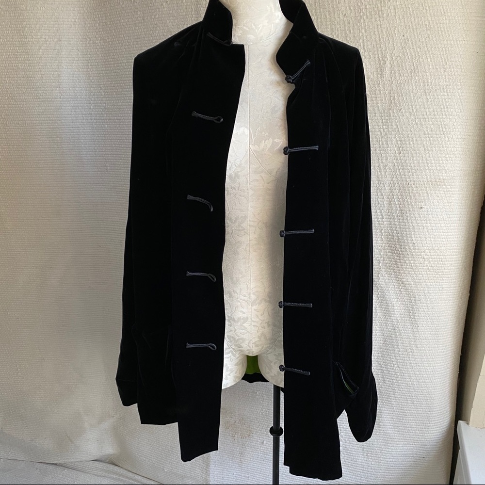Shanghai Tang L Silk Velvet Mandarin Kimono Jacket - Picture 3 of 8